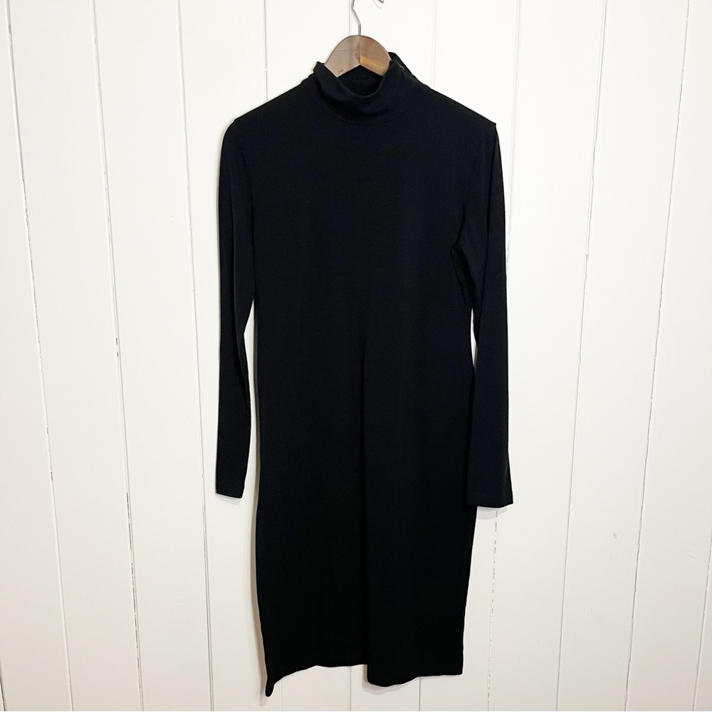 Vintage The Bay Black Long Sleeve Mock Neck Dress. Size Large.